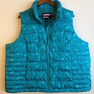 Lands’ End Women’s 2X Quilted Puffer Vest Floral Plus